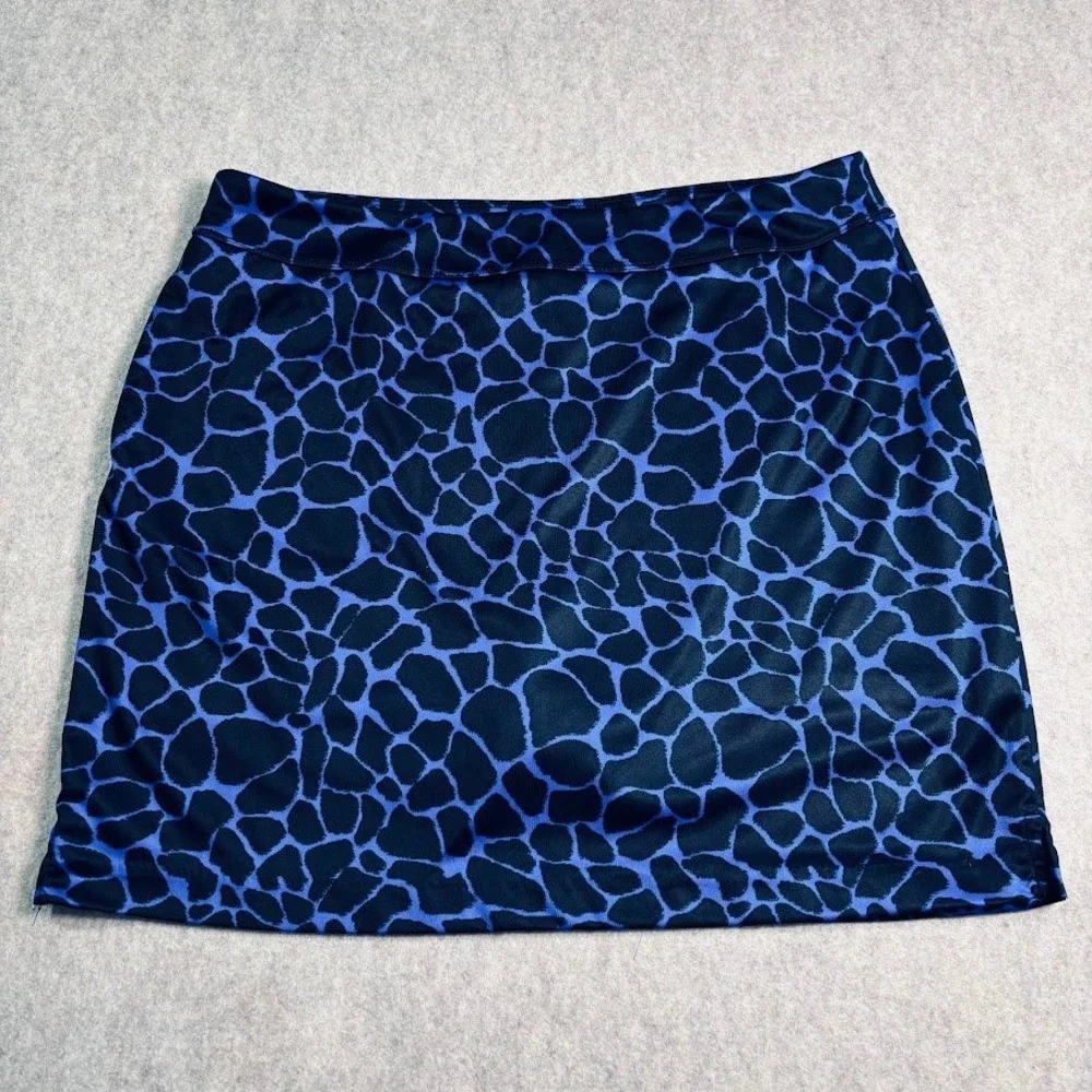 Greg Norman Golf Skort Womens L Blue Black Polyester Giraffe Animal Print